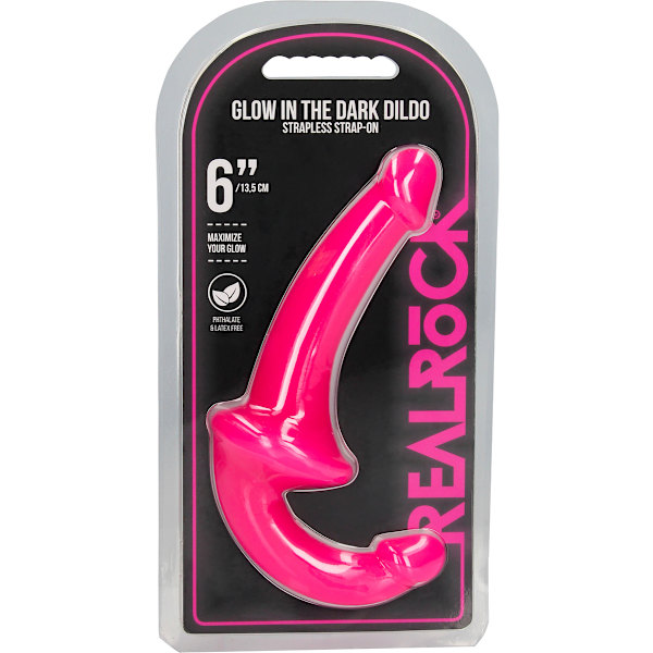 RealRock: Glow in the Dark Strapless Strap-On Rosa, Självlysande
