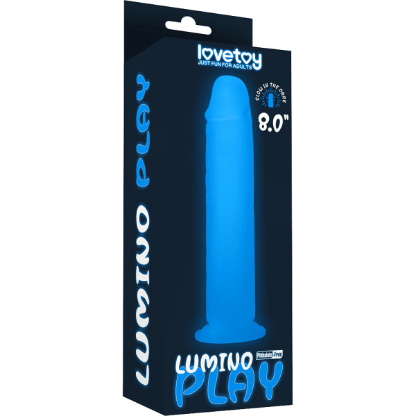 LoveToy: Lumino Play, Självlysande Dildo, 21 cm Självlysande, Transparent