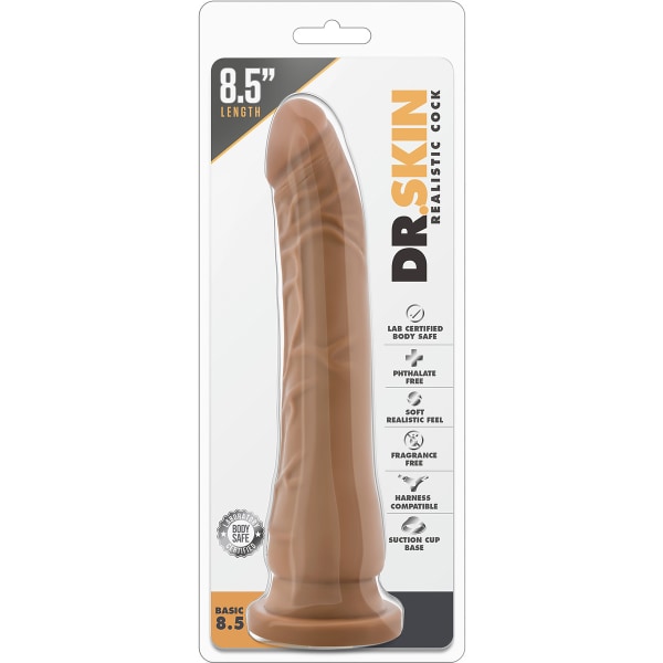 Dr. Skin: Basic 8.5 Realistic Cock, 23 cm, dark Mörk hudfärg