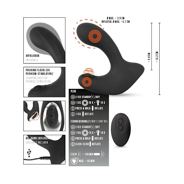 Rebel: RC Butt Plug with 3 functions Svart