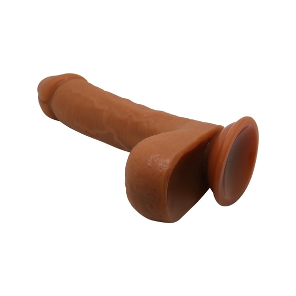 Beautiful Johnson: Realistisk Dildo med Sugpropp, 22 cm, mörk Mörk hudfärg