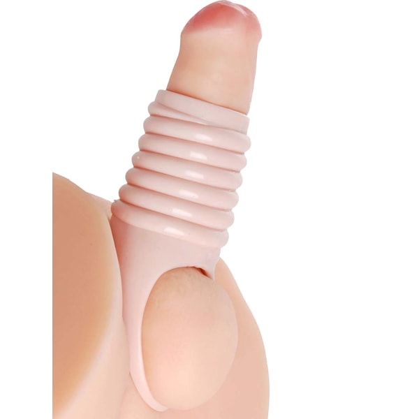 Size Matters: Ribbed Penis Enhancer Sheath Ljus hudfärg