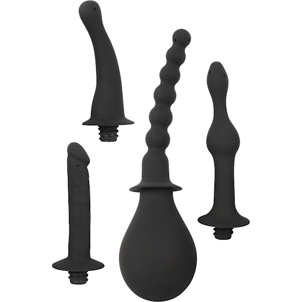 Black Velvets: Silicone Douche with 4 Attachments Svart