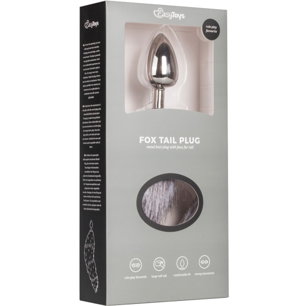 EasyToys: Fox Tail Plug No. 4, large, silver/grå Grå, Silver