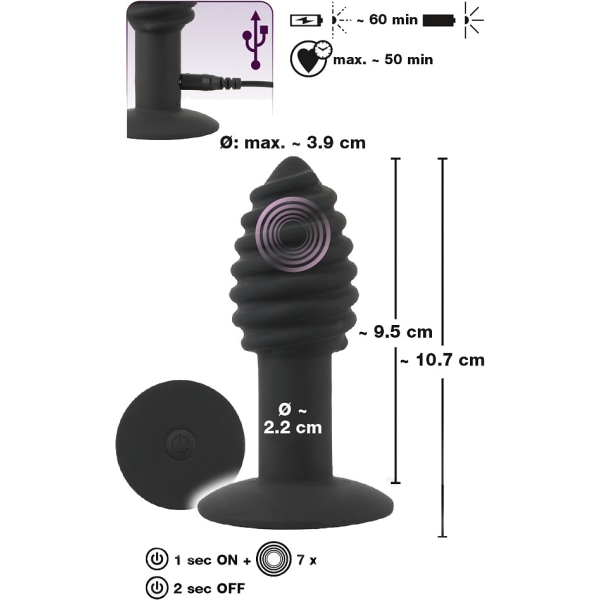 Black Velvets: Twist Butt Plug Svart