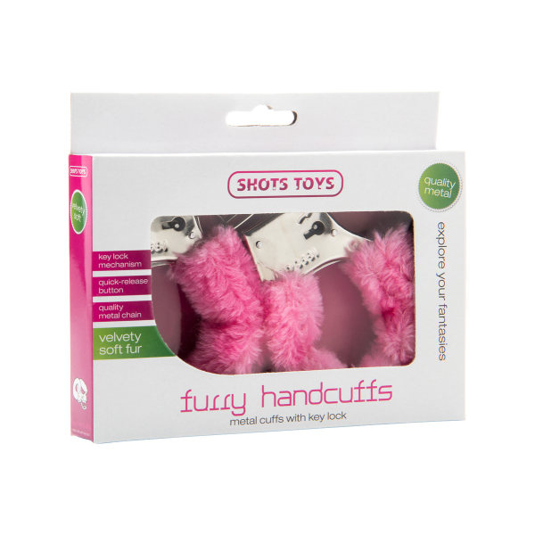 Shots Toys: Furry Handcuffs Rosa, Silver