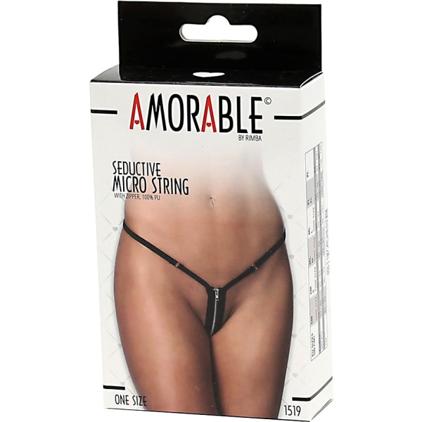 Amorable by Rimba: Mini G-String with Zipper, One Size Svart one size
