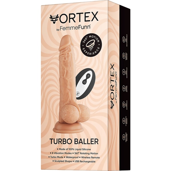 Femmefunn: Turbo Baller, Rotating Dildo Vibrator with Remote Ljus hudfärg