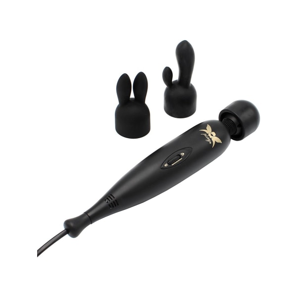 Pixey: Turbo Wand Vibrator with 2 Attachments Svart
