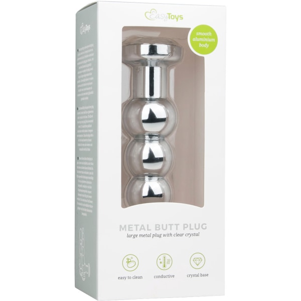 EasyToys: Metal Butt Plug No. 14 with Crystal, silver/clear Silver, Transparent