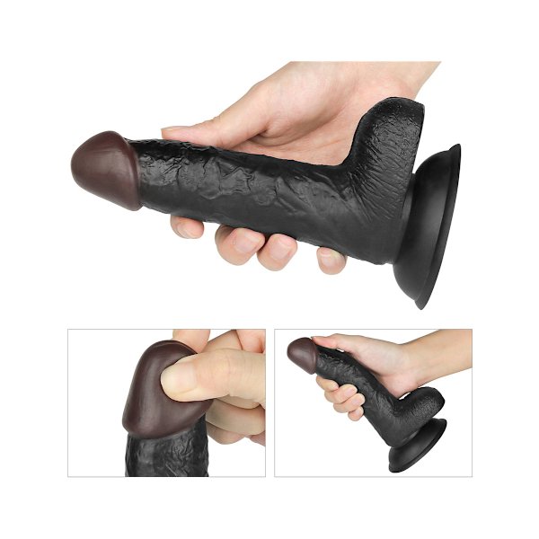 LoveToy: Vibrating Easy StrapOn Set, 18 cm Mörk hudfärg, Svart