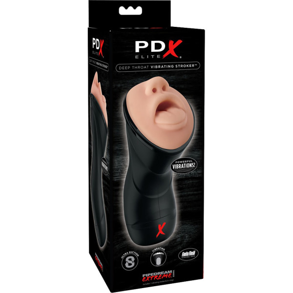Pipedream PDX Elite: Deep Throat, Vibrating Stroker Ljus hudfärg, Svart