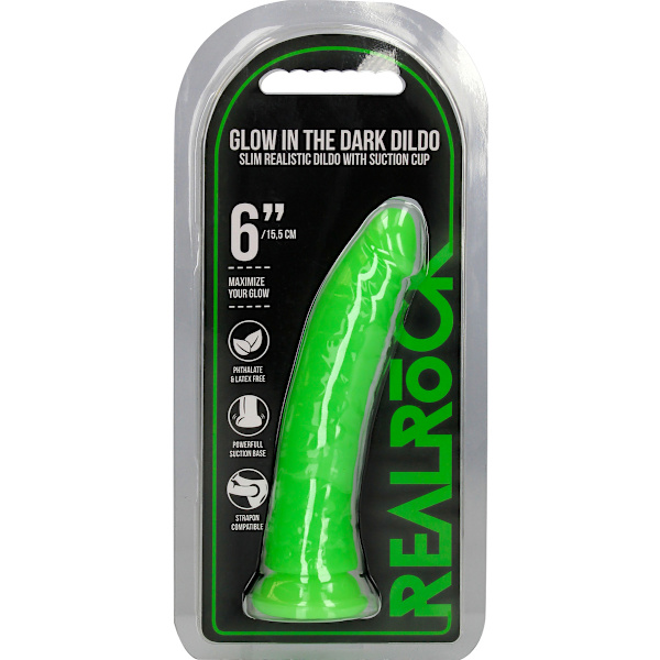 RealRock: Glow in the Dark Realistic Dildo, 15.5 cm Grön, Självlysande