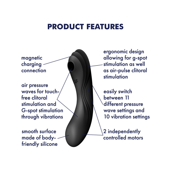 Satisfyer: Curvy Trinity 4, Air Pulse Vibrator, svart Svart