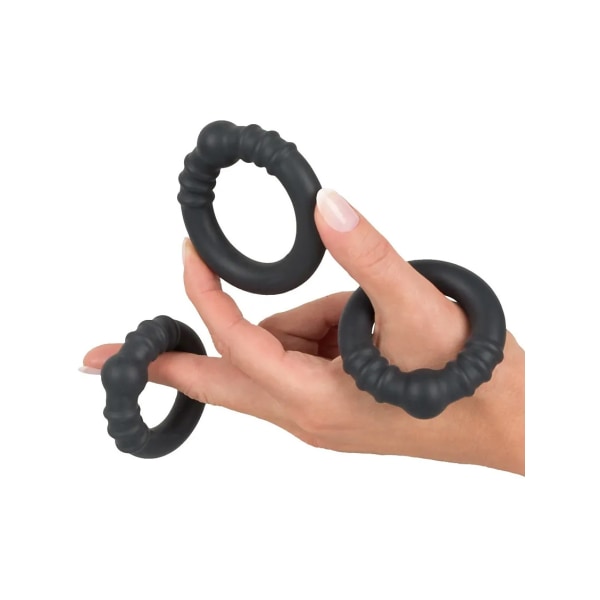 Rebel: 3 Heavy Silicone Cock Rings Svart