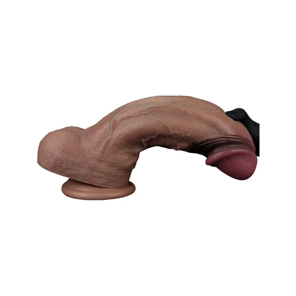 LoveToy: Dual-Layered Silicone XXL Cock, 28 cm, mörk Mörk hudfärg