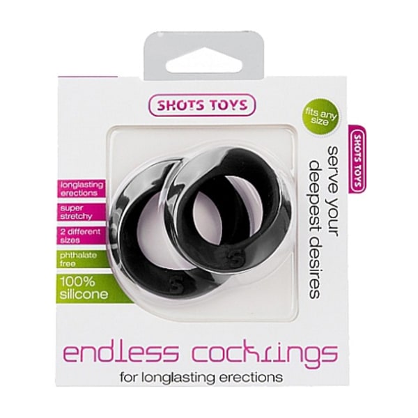 Shots Toys: Endless Cockrings, 2-pak, sort Svart