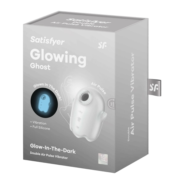 Satisfyer: Glowing Ghost, Dobbelt Luftpuls Vibrator Självlysande, Vit