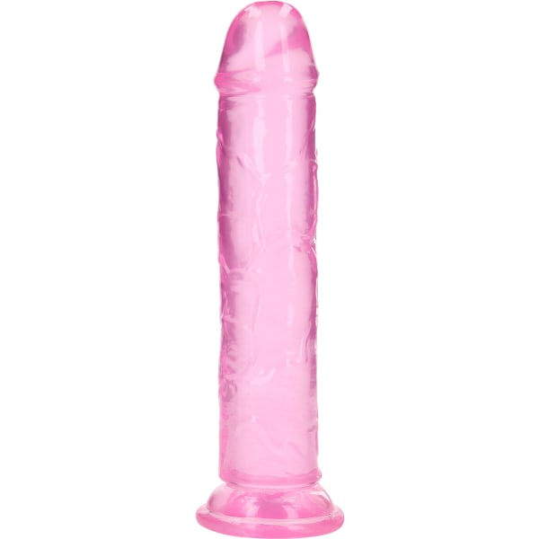 RealRock: Kristallklar rak realistisk dildo, 23 cm Rosa