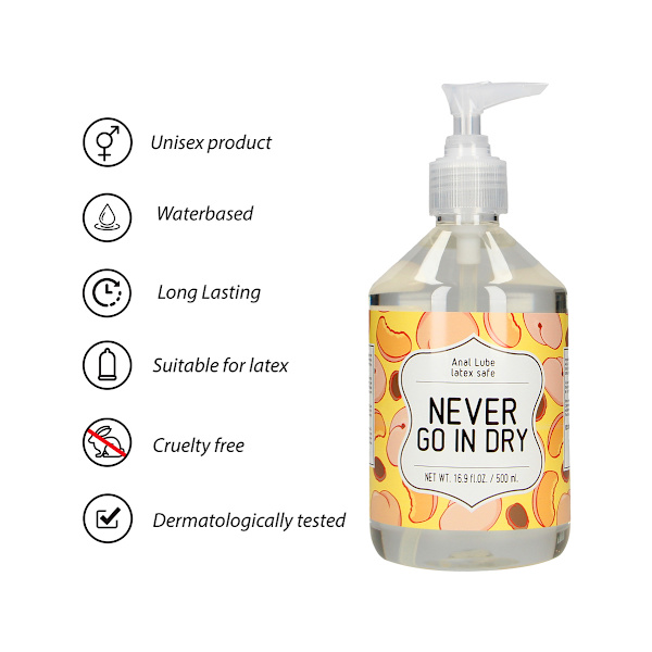 S-Line: Anal Lube, Never Go In Dry, 500 ml Transparent