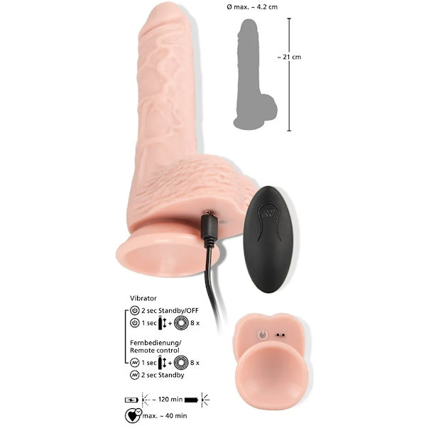 You2Toys: RC Medical Silicone Vibrator, Thrusting & Vibrating... Ljus hudfärg