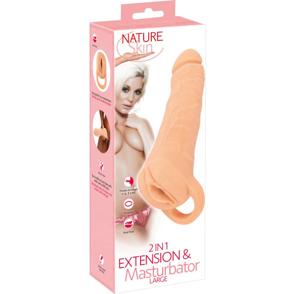 Nature Skin: 2in1 Extention + Masturbator, large Ljus hudfärg