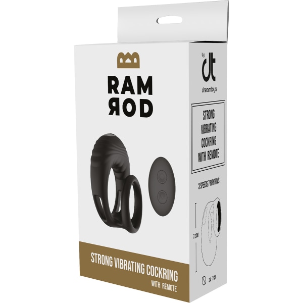 Dream Toys: Ramrod, Strong Vibrating Penisring with Remote Svart