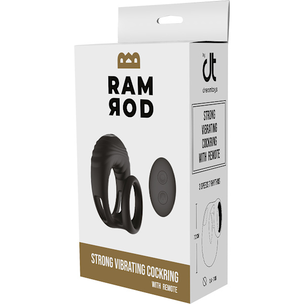 Dream Toys: Ramrod, Strong Vibrating Penisring with Remote Svart