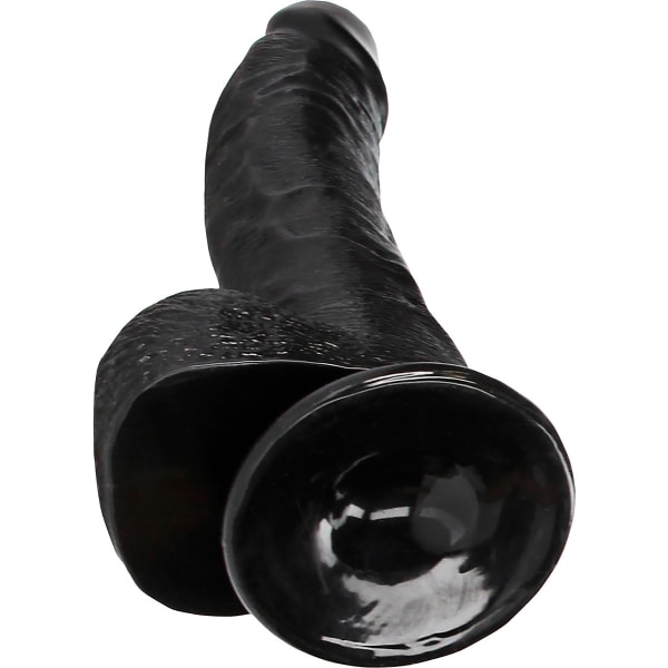 RealRock: Curved Realistic Dildo with Balls, 20.5 cm Svart