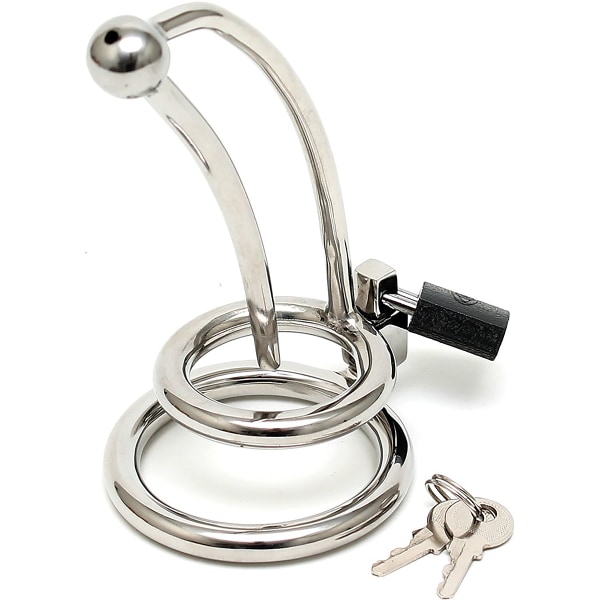 Rimba: Penis Lock with Curved Urethral Tube Silver