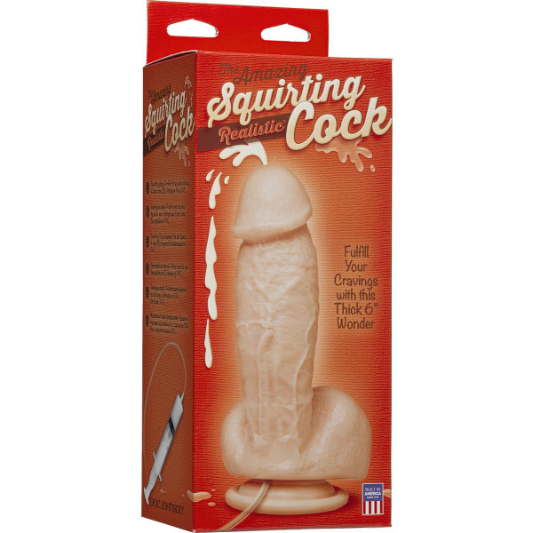Doc Johnson: Squirting Realistic Cock, 19 cm, ljus Ljus hudfärg