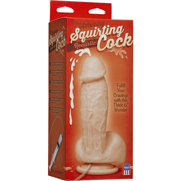 Doc Johnson: Squirting Realistic Cock, 19 cm, ljus Ljus hudfärg