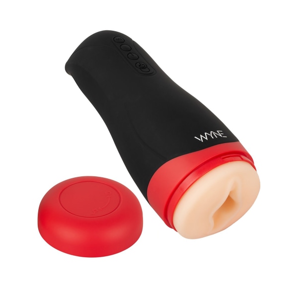 WYNE: Vibrating, Sucking & Warming Masturbator 01 Ljus hudfärg, Röd, Svart