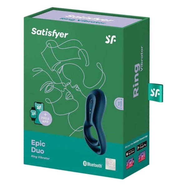 Satisfyer Connect: Epic Duo, rengasvibrattori, sininen Blå