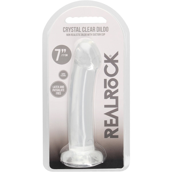 RealRock: Crystal Clear Non Realistic Dildo, 17 cm Transparent