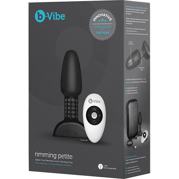 B-Vibe: Rimming Petite, Splash Proof Remote Control Plug Svart