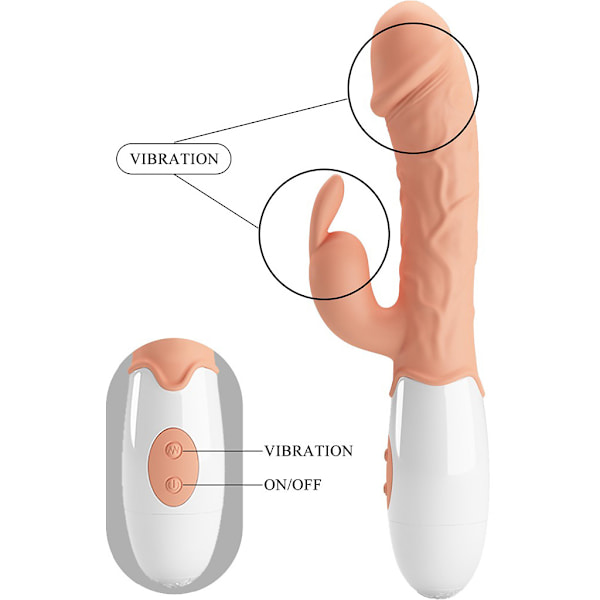 Pretty Love: Realistic Rabbit Vibrator Ljus hudfärg, Vit