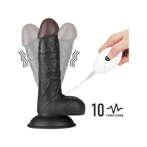 LoveToy: Vibrating Easy StrapOn Set, 18 cm Mörk hudfärg, Svart