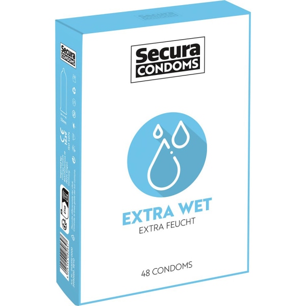 Secura: Extra Wet, Kondomer, 48-pack Transparent