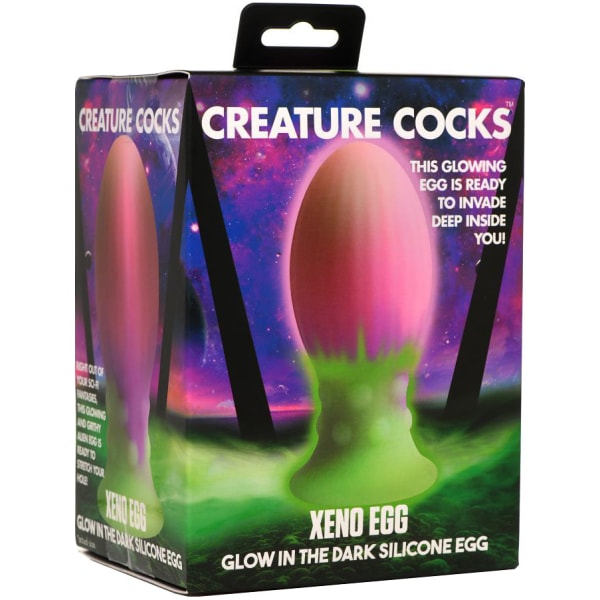 Creature Cocks: Xeno Egg, Glow in the Dark Silicone XL Egg Grön, Lila, Rosa, Självlysande