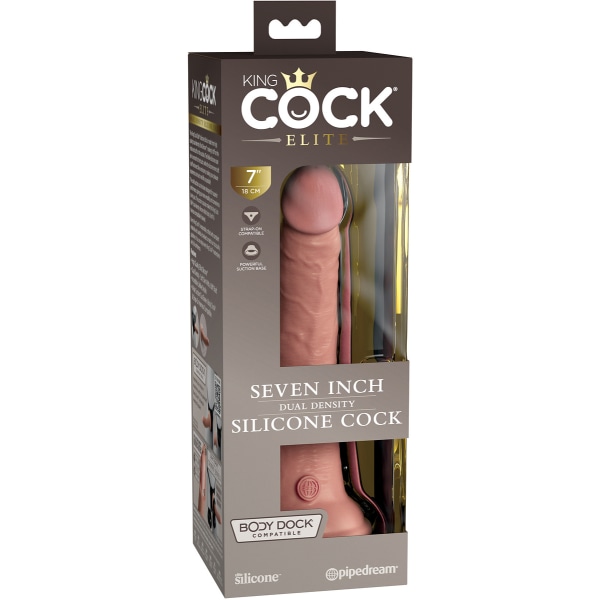 King Cock Elite: Dobbelt Densitet Silikonedildo Ljus hudfärg 21 cm