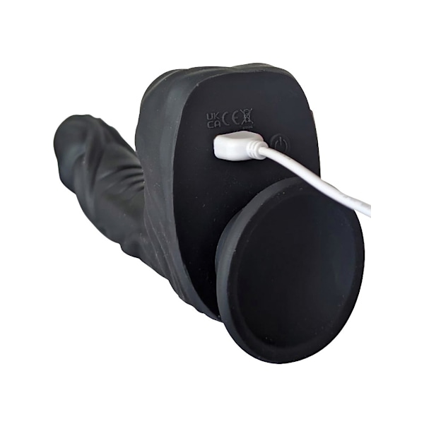 Naked Addiction: Rotating & Thrusting Vibrating Dong, 23 cm Svart