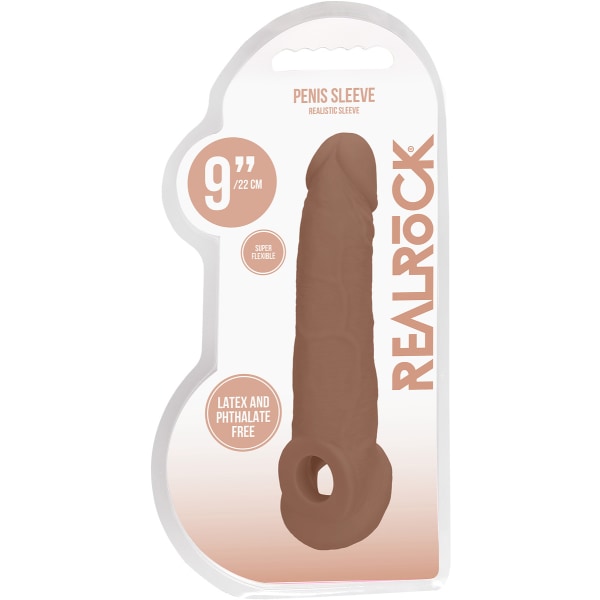 RealRock Skin: Penis Extender with Rings, 22 cm Brun