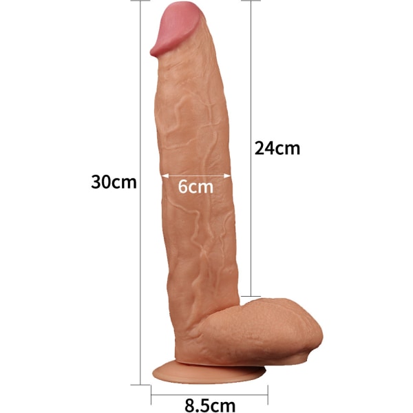 LoveToy: Legendary King-Sized Realistic Dildo, 30 cm Ljus hudfärg