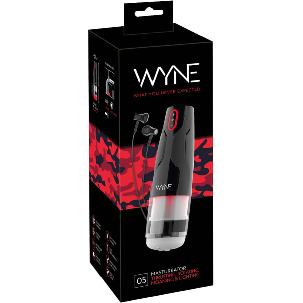 WYNE: Thrusting, Rotating & Moaning Masturbator 05 Röd, Svart, Transparent, Vit