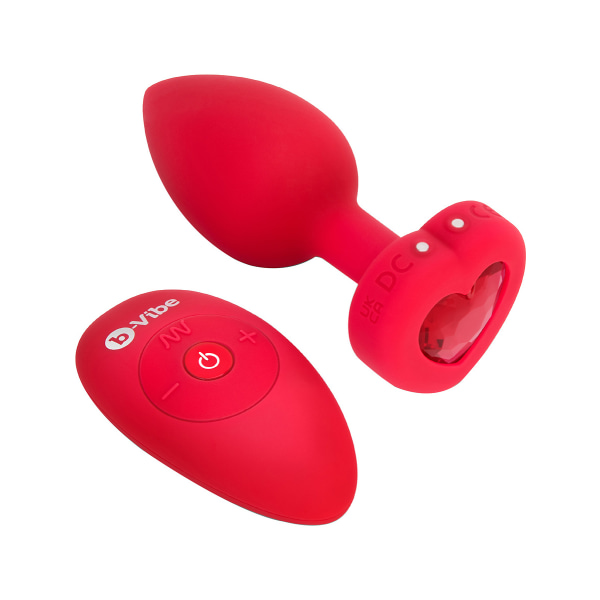 B-Vibe: Vibrating Heart, Remote Control Plug Röd