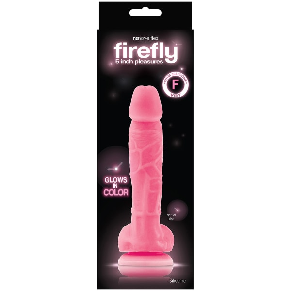 NSNovelties: Firefly Pleasures Dildo, 17 cm, rosa Rosa, Självlysande