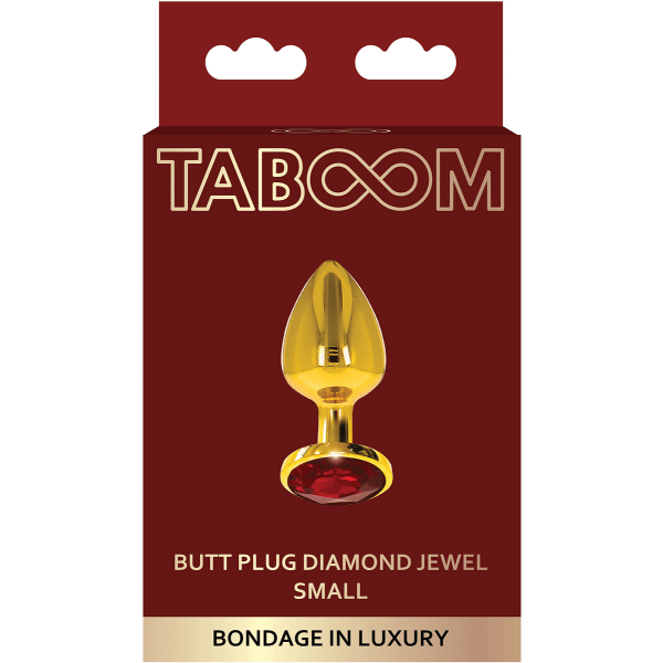 Taboom Luxury: Butt Plug Diamond Jewel Guld, Röd Small