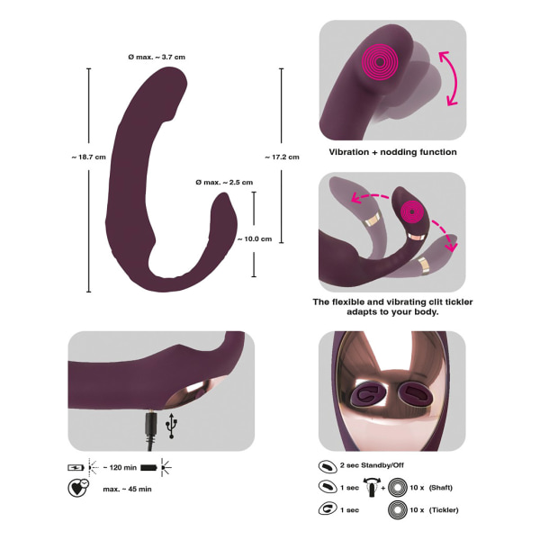 JAVIDA: Nikkende Tip Vibrator med Bøjelig Klitorisstimulering Lila