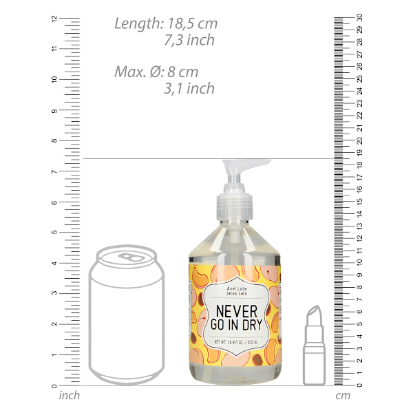 S-Line: Anal Lube, Never Go In Dry, 500 ml Transparent